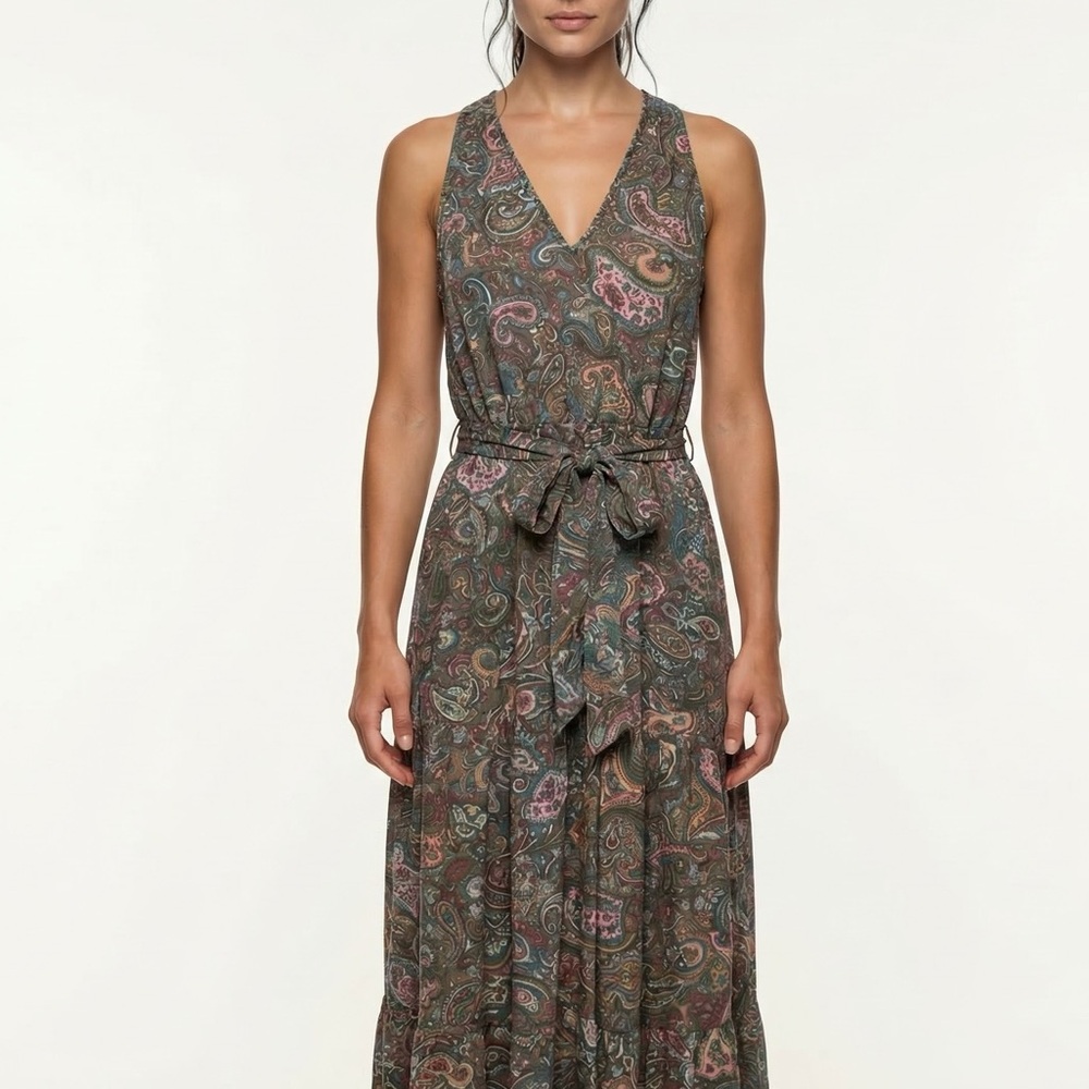 Paisley Green Sleeveless Dress